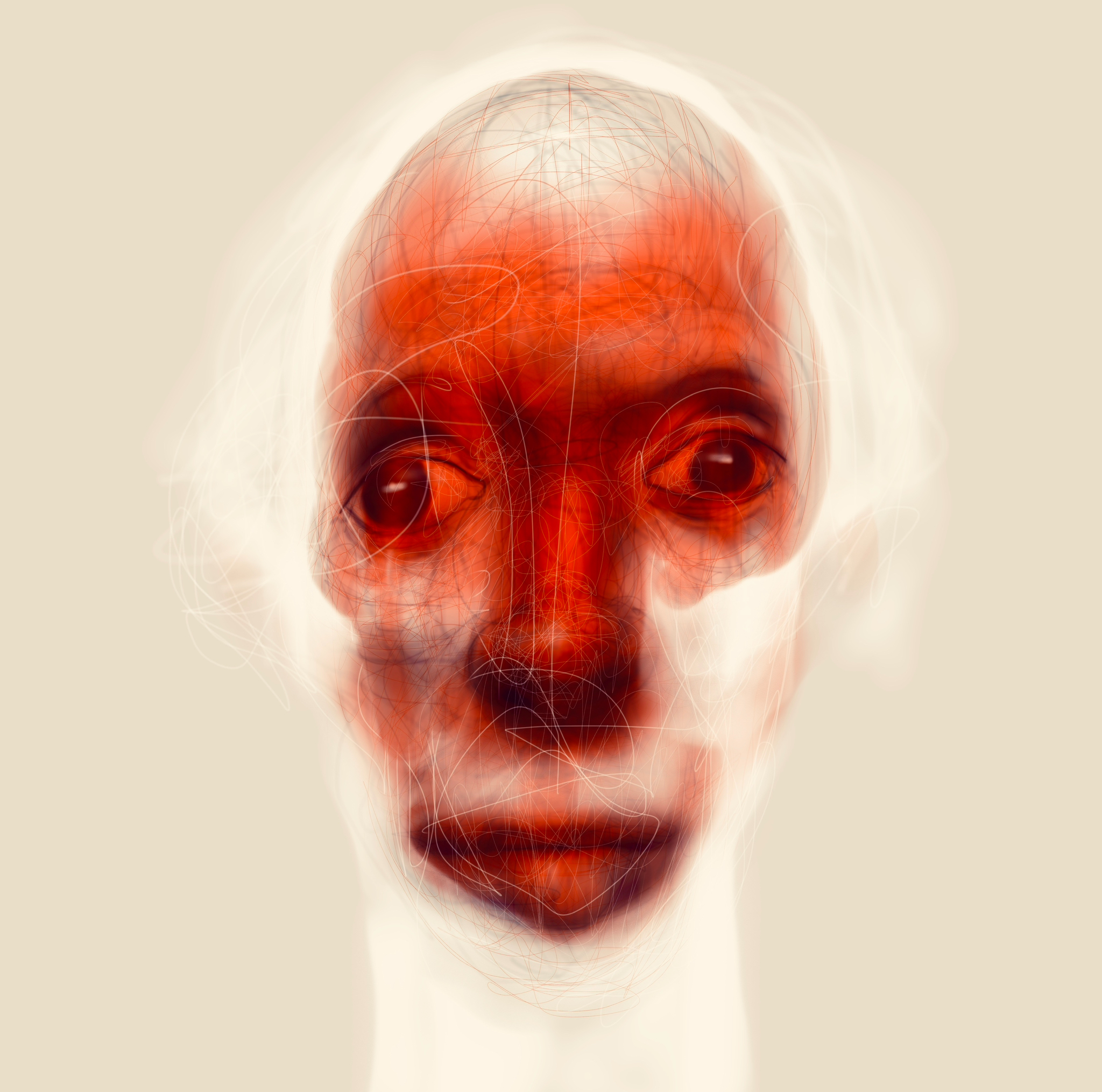 Red portrait painting by Georg Wachberg